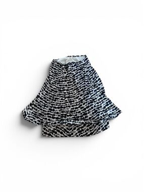 Black & White Patterned Maxi Skirt with Flared Hem